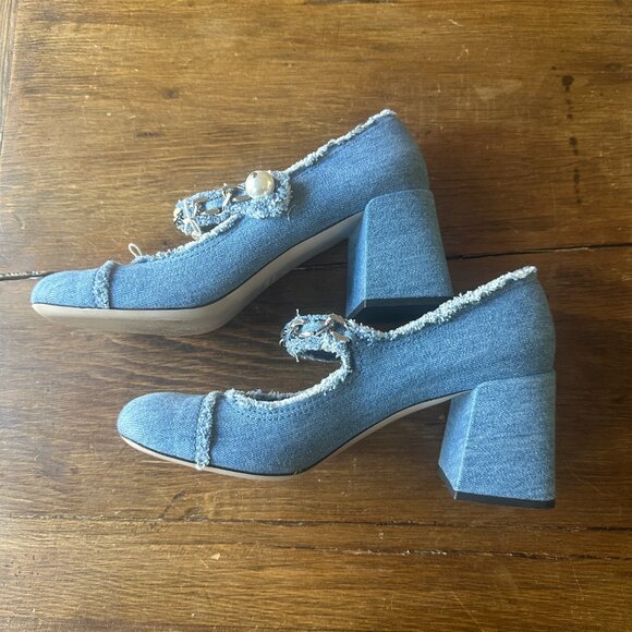 Miu Miu denim Mary Janes ~ size 38.5, pre-owned! - Picture 5 of 7
